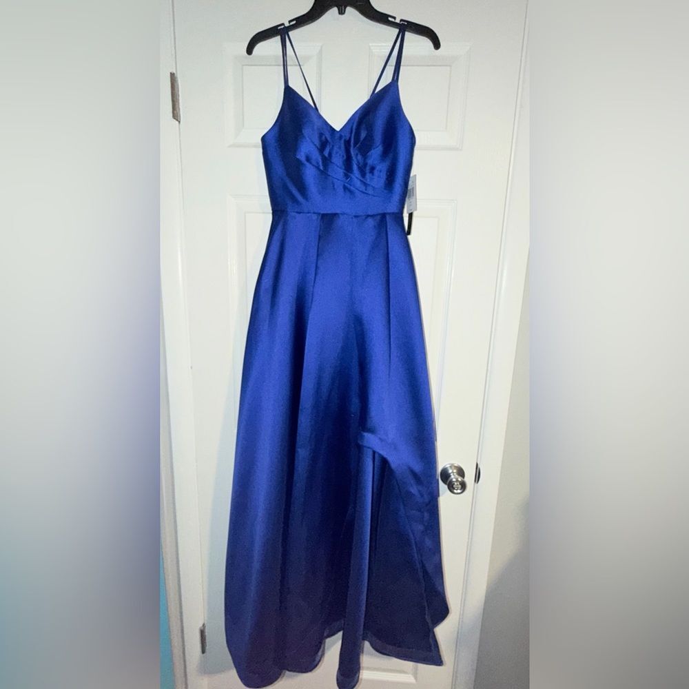 Royal Blue A-Line Satin Dress. (NWT) My Michelle, size 1 - Picture 2 of 13